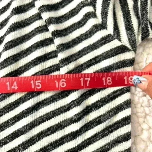 Hem & Thread Gray/White Striped Open Front Cotton/Rayon Waterfall Cardigan SizeM - Picture 11 of 11